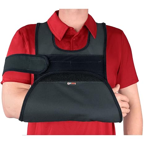 Vest Shoulder Sling Immobilizer Over-the-Shoulder Stabilization Sling Arm Shoulder Support Adjustable Brace w/Swathe for Post-Surgery Recovery Breathable, Hypoallergenic Design (XS)