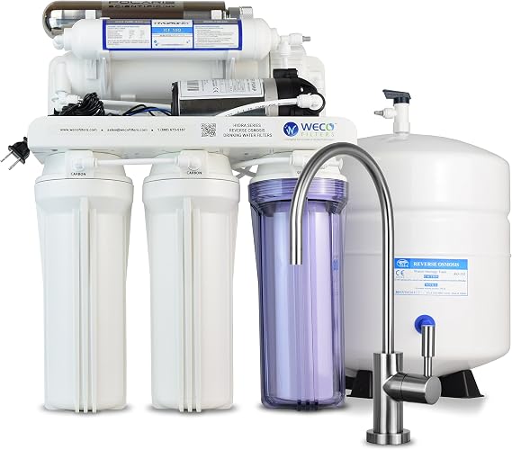 WECO (HYDRA-75UVPMP) Granular Activated Carbon and Reverse Osmosis Water Filter System with Chlorine Reduction Feature - Top-Mounted Faucet Design Reverse Osmosis Drinking Water Filter System