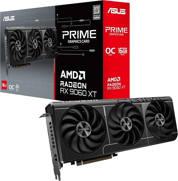 ASUS Prime Radeon RX 9060 XT OC Edition 16GB GDDR6 Gaming Graphics Card Radeon RX9060XT RDNA 4 Architecture PCIe 5.0 1x HMDI 2.1b 2X DisplayPort 2.1a