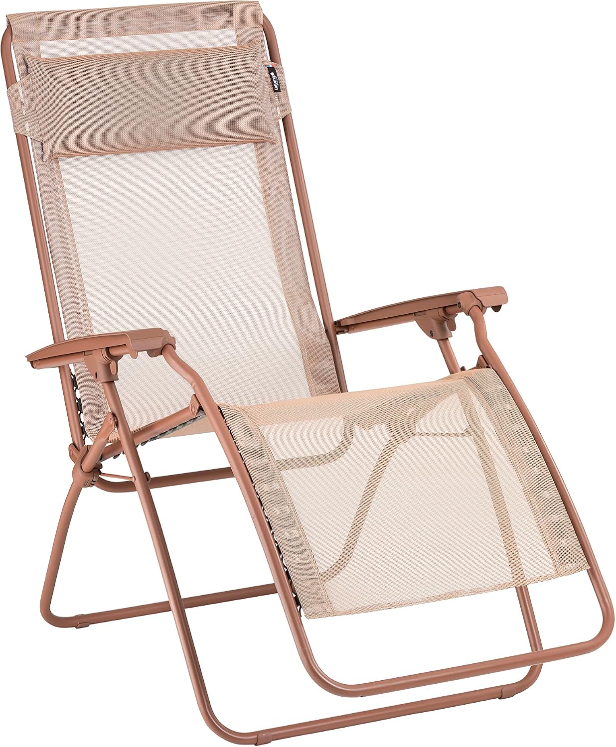 Lafuma R Clip Compact Foldable Portable Zero Gravity Relaxation Garden Patio Beach Chair Recliner with Removable Adjustable Headrest, Canyon Red