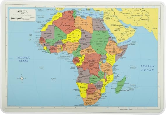 Painless Learning Africa Map Placemat, 12 x 17 1/2 inches