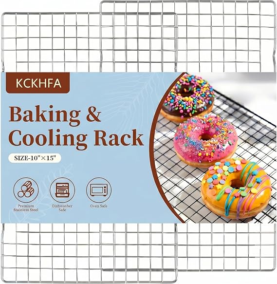 2PCS Cooling Racks for Cooking and Baking, 10" x 15" Stainless Steel Wire Rack for Baking Sheet, Grilling, Roasting, Drying, Oven and Dishwasher Safe