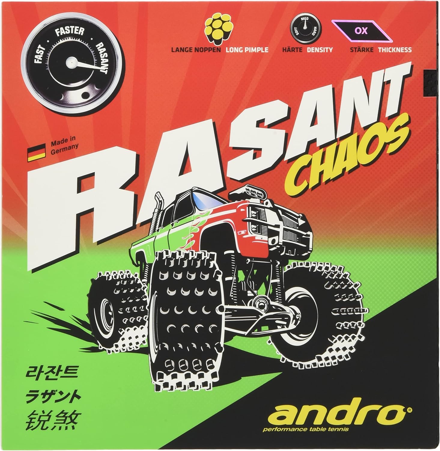 andro 112279 Table Tennis High Grain Rubber Rasanto Chaos
