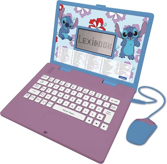 Lexibook, Disney Stitch Educational Laptop for Kids, JC598Di2 | English/Spanish, 124 activities, Writing, Maths, Logic, Music