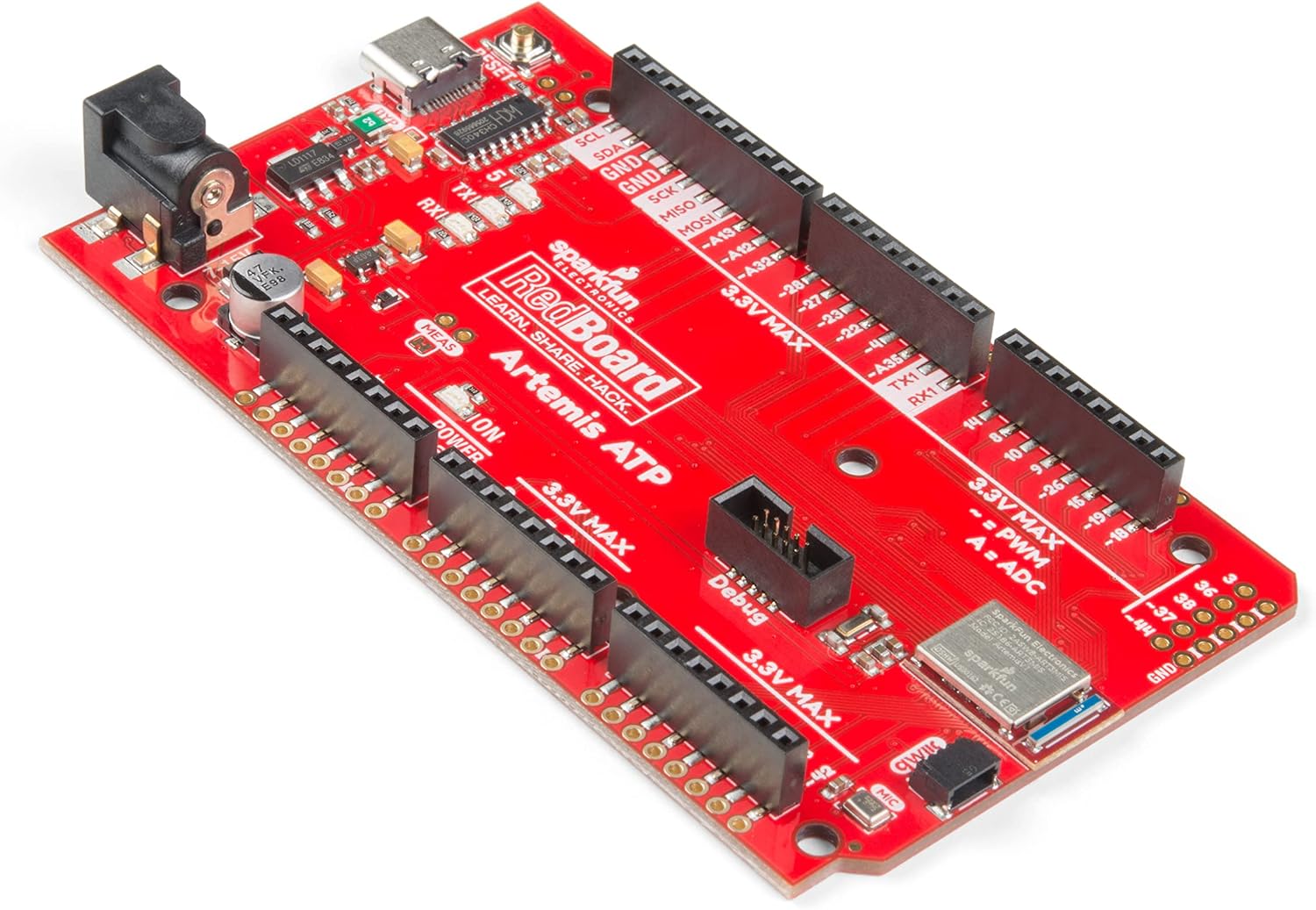 SparkFun RedBoard Artemis ATP - Machine Learning Development Board Includes 1 megabyte Flash USB-C Qwiic I2C MEMS Microphone Compatible with Arduino IDE Platform Run TenserFlow Models Mega Footprint
