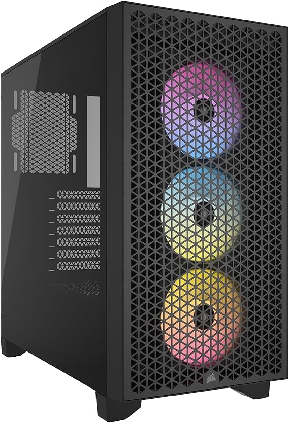 CORSAIR 3000D RGB Airflow Mid-Tower PC Case - 3 x AR120 RGB Fans - Three Slot GPU Support - Suitable for up to 8 x 120 mm Fans - High Airflow Design - Black