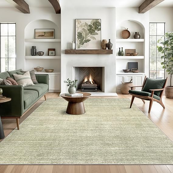 Valenrug 8x10 Area Rugs for Living Room, Large Washable Rug Non Slip Green