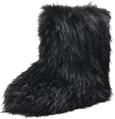 YXCFEWD Faux Fur Snow Boots for Men,Furry Boots Fuzzy Fluffy, Mens Winter Warm Flat Heel Non Slip Boots