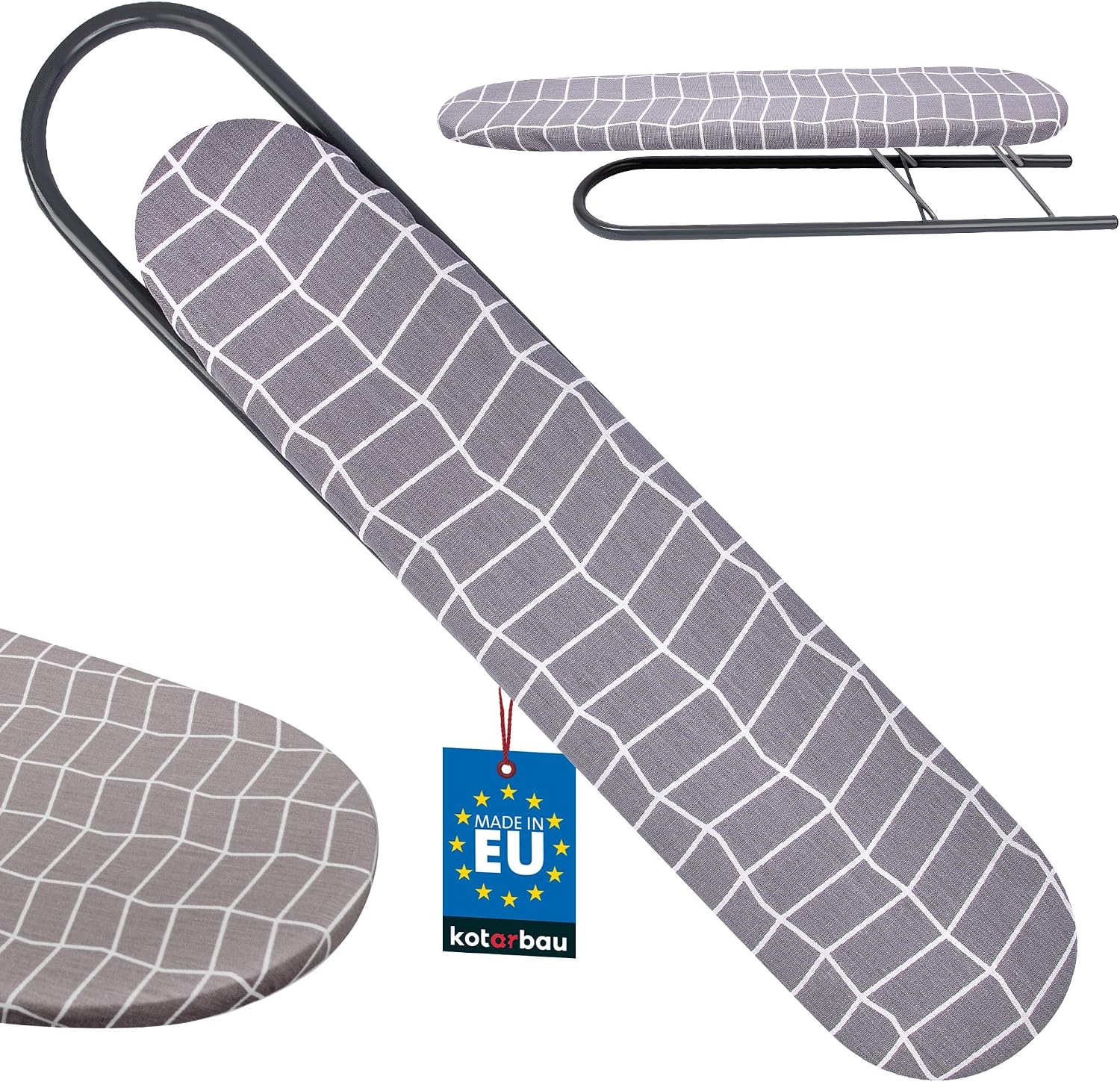 KOTARBAU® Sleeve Ironing Board - Sleeve Board - Ironing Board for Sleeves - 50 x 11 cm - for Ironing Shirts or Blouse Sleeves Small Ironing Board - Protective Cover - Grey
