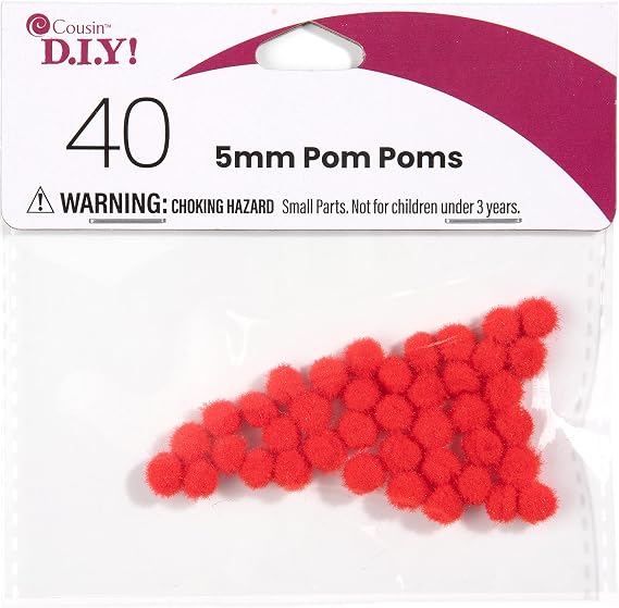 Red 5mm Pom-Poms, 40 Pack