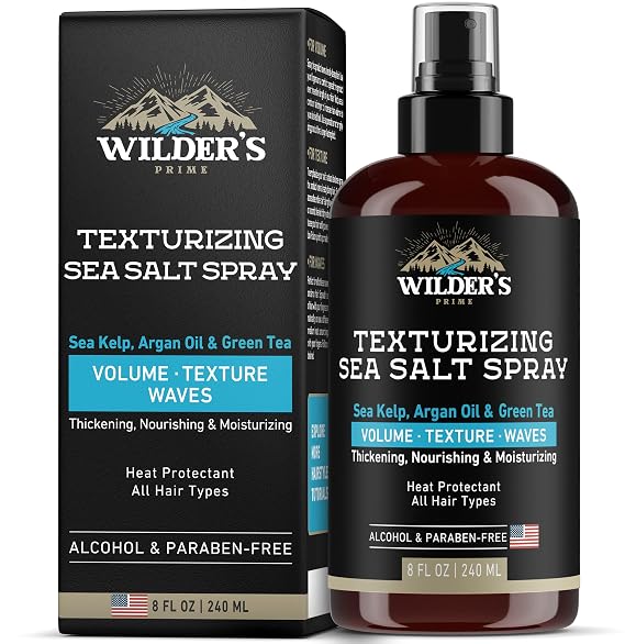 Sea Salt Spray - Hair Texturizer for Men & Women - Volume, Texture, Beach Waves & Dry Effect - Made in USA - Natural Formula as Sea Kelp, Argan Oil & Green Tea - All Hair Types - 8 oz