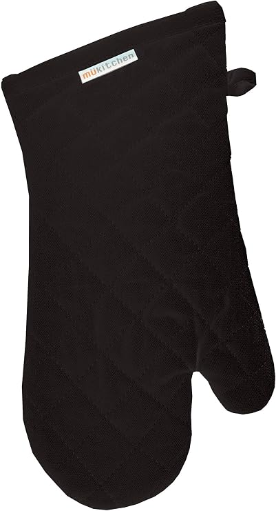 MUkitchen MUmitt Classic Herringbone Cotton Oven Mitt | Heat Resistant and Durable for Cooking and Baking (Onyx)