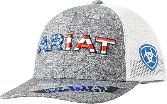 ARIAT Patriotic Label Logo Cap Gray OSFM | Baseball cap, structured crown, western-inspired detailing, suited for everyday casual wear