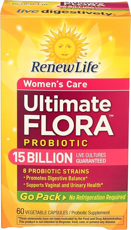 Renew Life Women's Probiotic Capsules, Supports Vaginal, Urinary, Digestive and Immune Health, L. Rhamnosus GG, Dairy, Soy and gluten-free, 15 Billion CFU, 60 Count