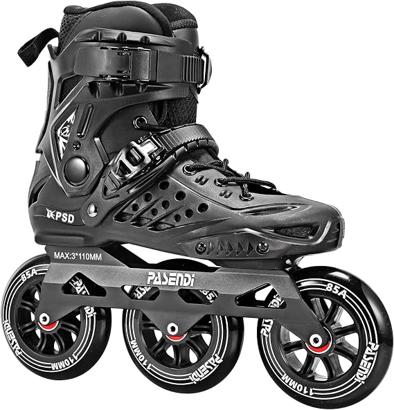 Professional 3X110Mm Wheels Inline Skates,Outdoor Fitness Single Row Inline Skates for Adult Women Men,Removable and Washable Split Inner Boots 3Dw Skates Black