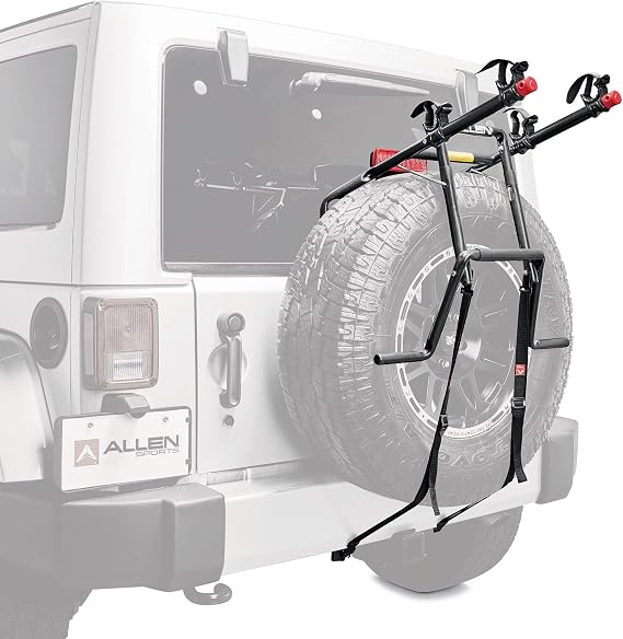 Allen Sports Deluxe 2-Bisiklet Yedek Lastik Monteli Taşıyıcı, Model 322DN, Siyah