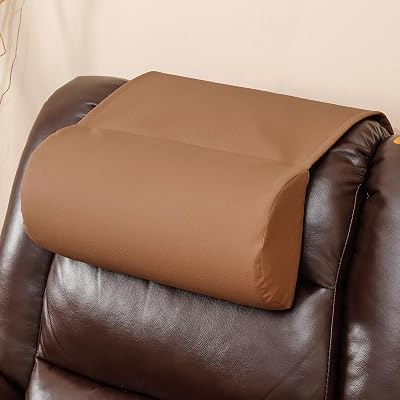 Faux Leather Neck Pillow for Recliner Chair,Memory Foam Headrest Pillow for Recliner Sofa,Non-Slip Adjustable Recliner Headrest Pillow for Neck Pain Relief in Home, Office and Travel Tan
