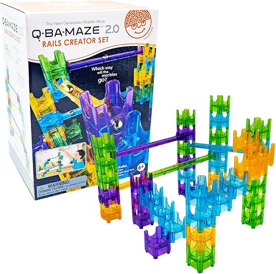 MindWare Q-BA-Maze Rails Creator Set The Next Generation Marble Maze Kids Toys - STEM Marble Run - Recommended for Ages 6+ Educational Gift for Boys and Girls