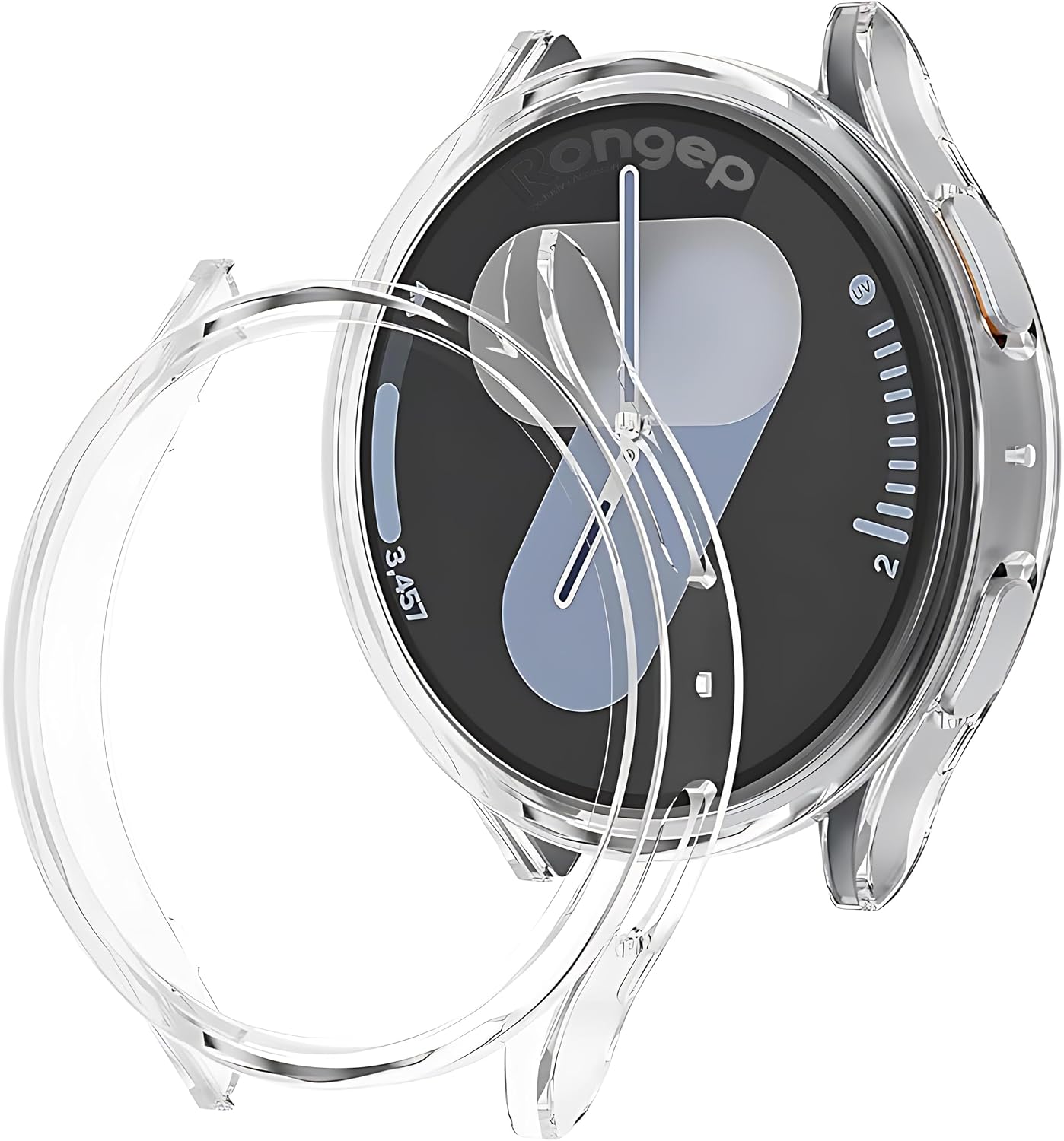 Rongep [Soft-Case] Samsung Galaxy Watch 7 44mm için 360° Kasa Koruyucu Yumuşak TPU Kılıf Dokunmatiği ve Netliği Etkilemeyen Darbelere Karşı Galaxy Watch 7 44mm Ekran Koruyuculu Kılıf Şeffaf