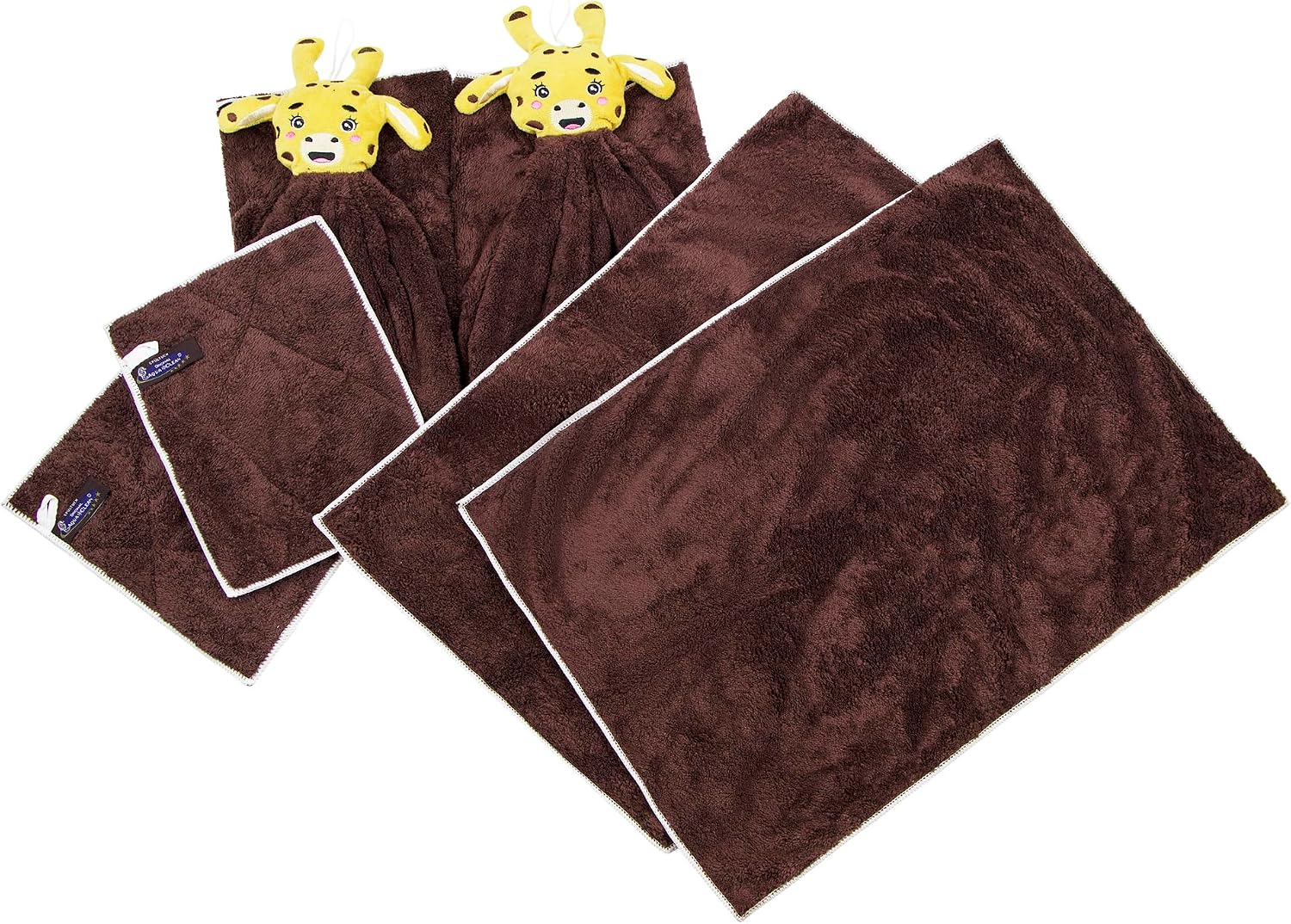 Aqua Clean Küchenfreunde Kitchen Hand Towels Tea Towels & Dishcloths 6-Piece Set (Brown Giraffe)