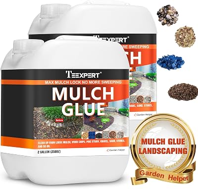 Mulch Glue, 4 Gallon Pea Gravel Rock Glue for Landscaping, Sticky Resin Binder Stabilizer, Safe Rubber Mulch Lock Anchor for Stone, Cypress, Lawn, Garden