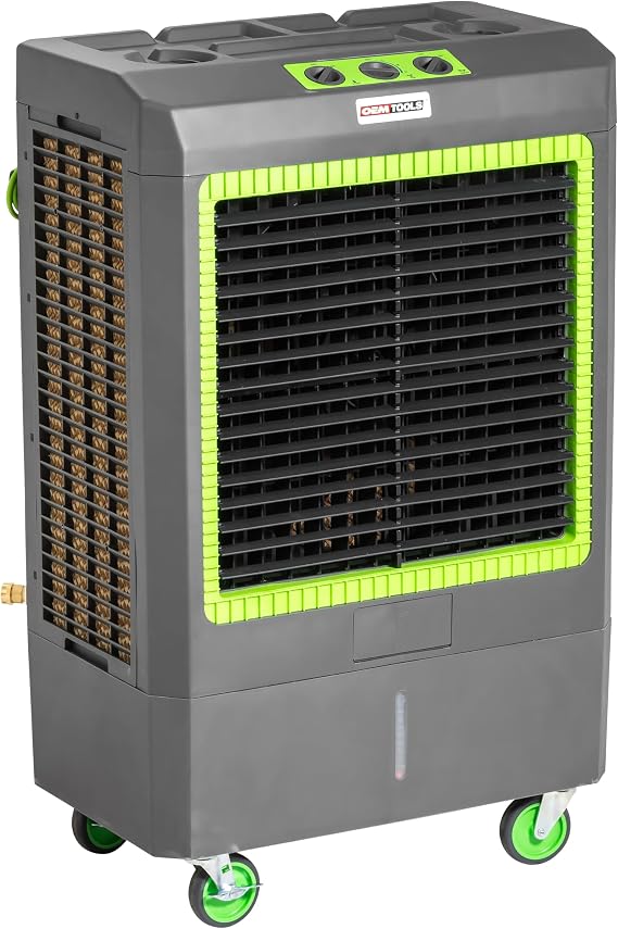 OEMTOOLS 23969 3-Speed Portable Swamp Cooler Cools 1600 sq ft, 5300 CFM | Evaporative Air Cooler, Indoor and Outdoor, Includes Tool Tray, Large Casters, GFCI Plug