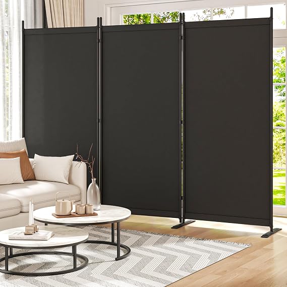 Room Divider 6FT Folding Privacy Screen for Room Separation, 3 Panel, Black