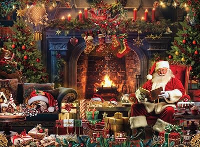 Buffalo Games - Country Life - Santa at Home - 1000 Piece Christmas Jigsaw Puzzle - Colorful Holiday Puzzles for Adults Precision-Cut Pieces, Festive Artwork, Relaxing Winter Fun
