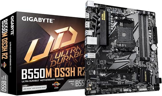 GIGABYTE B550M DS3H R2.0 AM4 DDR4 4733MHz(OC) PCIe 4.0 M.2 NVMe Gigabit LAN matX Motherboard