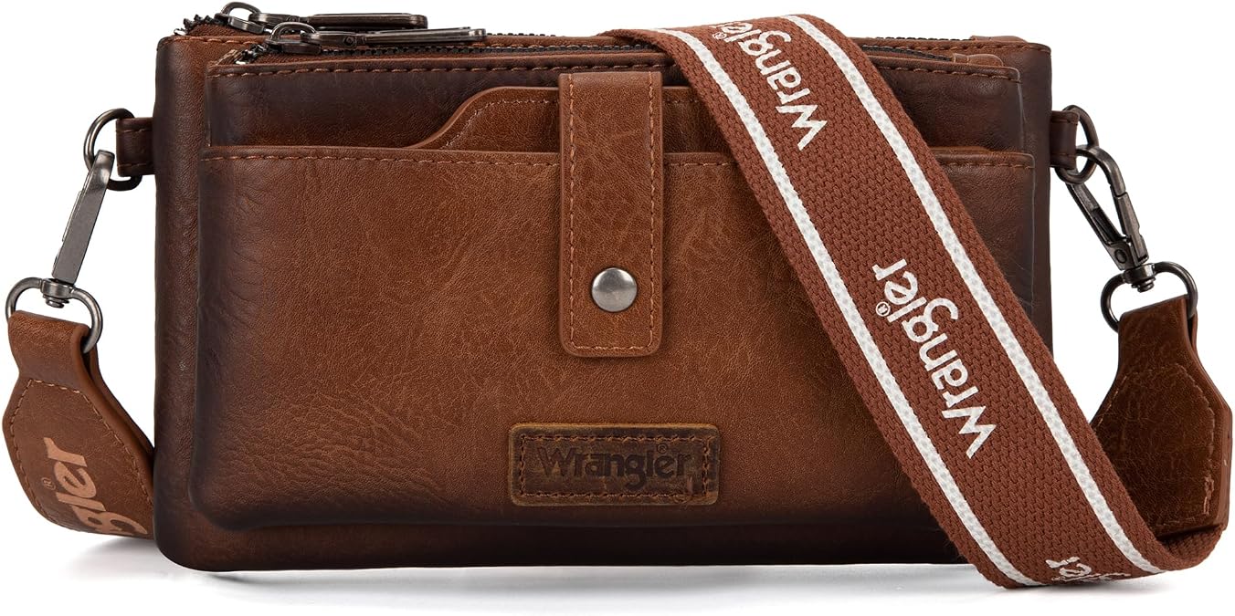 Wrangler Crossbody Wallet Purses Multi-function Card Holder Purse with Double Zipper