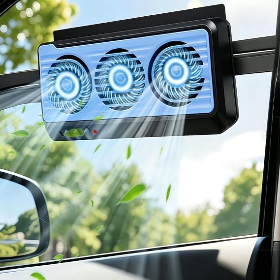 Car Solar Powered Window Exhaust Fan for Car Vent | Ventilator Window Solar Radiator Fan, Window Fans with Exhaust and Intake, Air Circulation for Vehicle