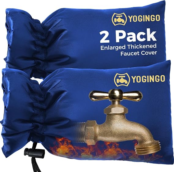 Outdoor Faucet Covers for Freeze Protection, 2 Pack 6.7" x 9.5" Blue Hose Bib Insulated Socks, Water Spigot Winter Protector