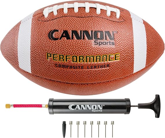 Cannon Sports Official Size Football - Composite Leather Football with Extra Grip & Durable Construction for All-Weather Play Regulation Size Ball with Pump