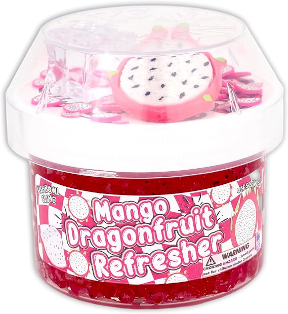 Mango Dragonfruit Refresher (8oz) - Fishbowl Bead Slime - Handmade in USA - Dope Slimes Pink