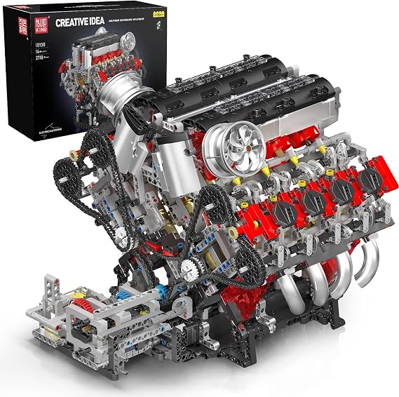 Mould King 10130 Technology Car Building Block, Motorized F488 V8 Engine Building Block (2718 Parts), Assembly Technical Supercar Clamp Block, Collectible Model Toys for Adults Fans