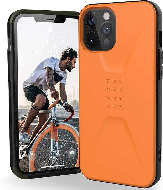 URBAN ARMOR GEAR UAG Designed for iPhone 12 Pro Max Case [6.7-inch Screen] Sleek Ultra-Thin Shock-Absorbent Civilian Protective Cover, Orange