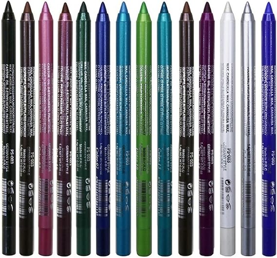 Glitter Eyeliner Pencil, 14Pcs Waterproof Eyeliner Pencil, Smudge-Proof Colored Gel Liners with Metallic & Shimmer Finishes for Precision Looks