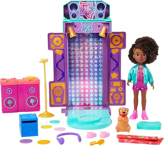 Mattel Karmas World 2-in-1 Toy Playset with Doll & Accessories, Transforming Musical Star Stage & Bedroom Set with Lights & Sounds