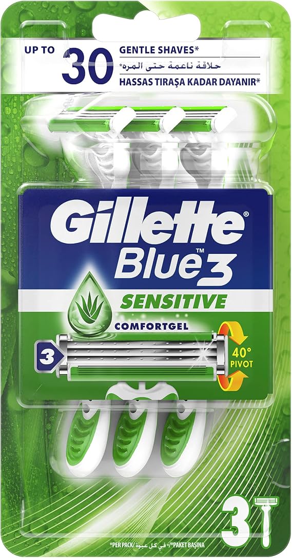 Gillette Blue3 Sensitive Kullan At Tıraş Bıçağı 3'lü 1 Paket
