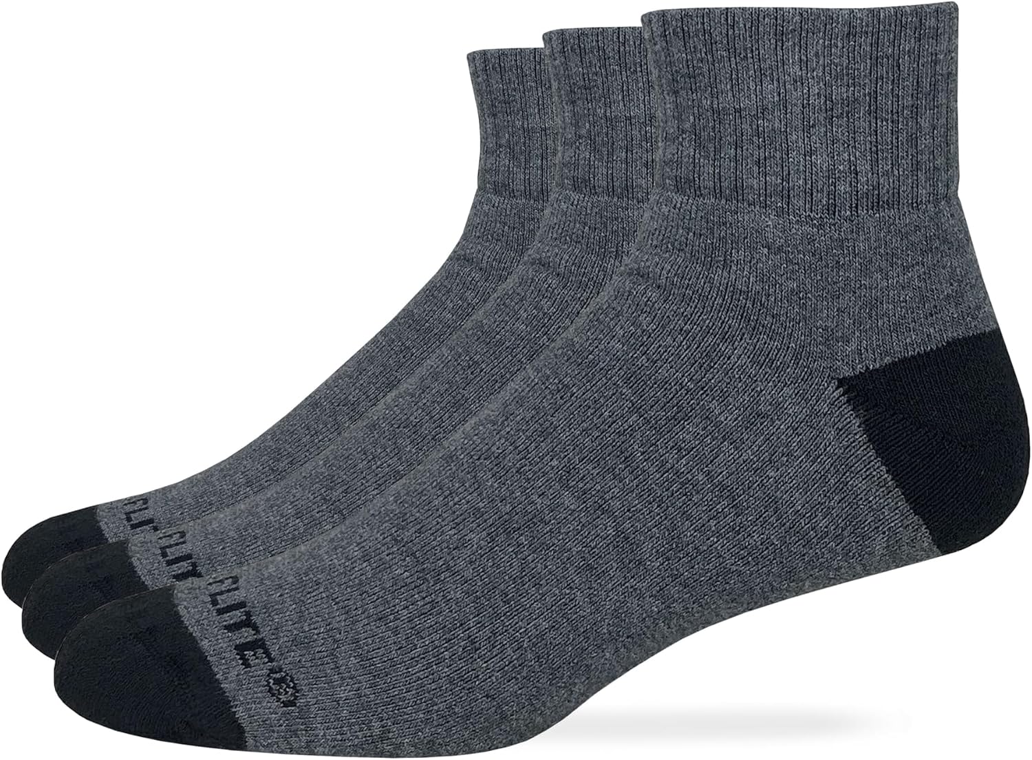 Top Flite Mens Cotton Cushioned Quarter Sport Socks 3 Pair Pack