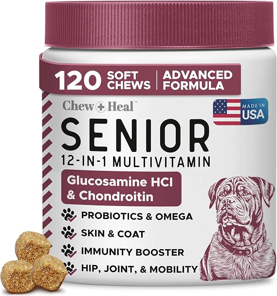 Senior Dog Vitamins and Supplements - 120 Soft Chew Multivitamin for Dogs