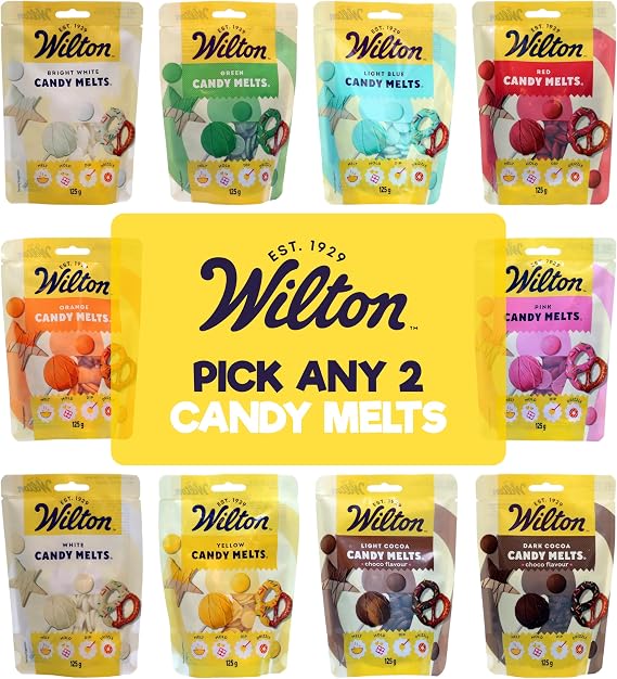 Wilton Candy Melts - Pick any 2-125g Pack - Melting Candy with Sweet Creamy Flavour for Molding, Dipping and Decorating, Optimal for Cake Pops, Candies, Cakes and Coating Treats