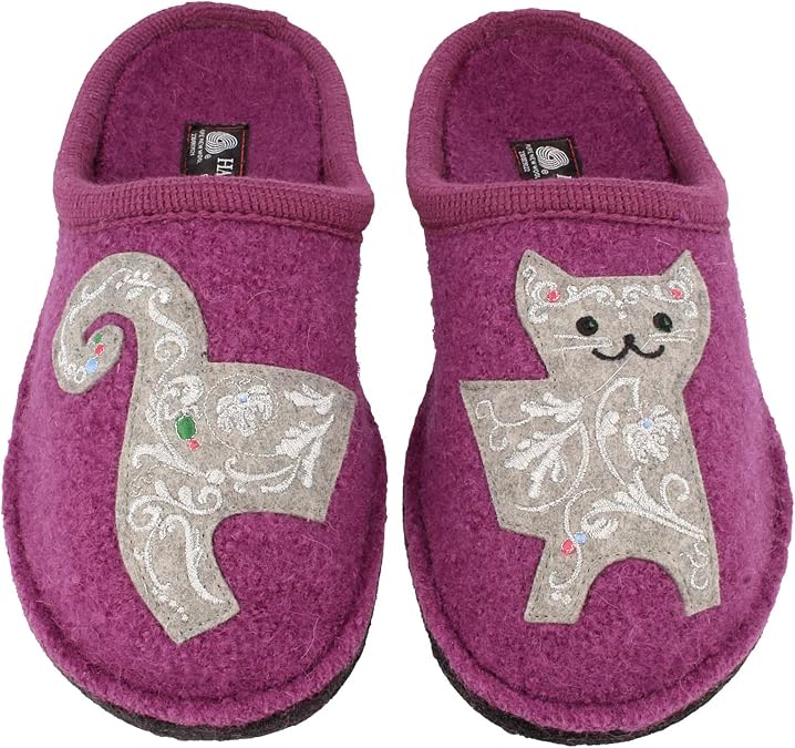 HAFLINGER AR Lizzy Wool Slipper Unisex cat Motif