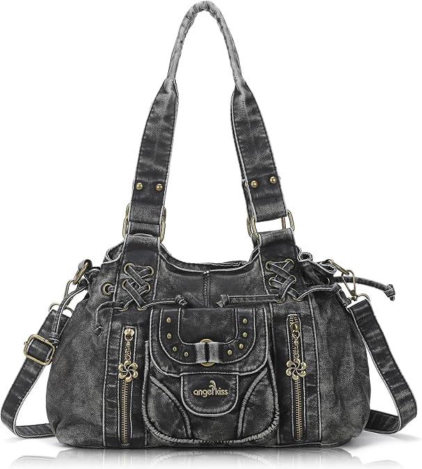 Angel Kiss Small hobo Bags for Women Retro Washed Leather Shoulder Handbag Roomy Top Handles Purses With Removable Strap