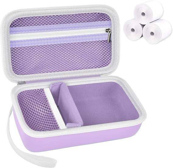 Kids Instant Print Camera Case with 3 Rolls Refill Paper, Purple