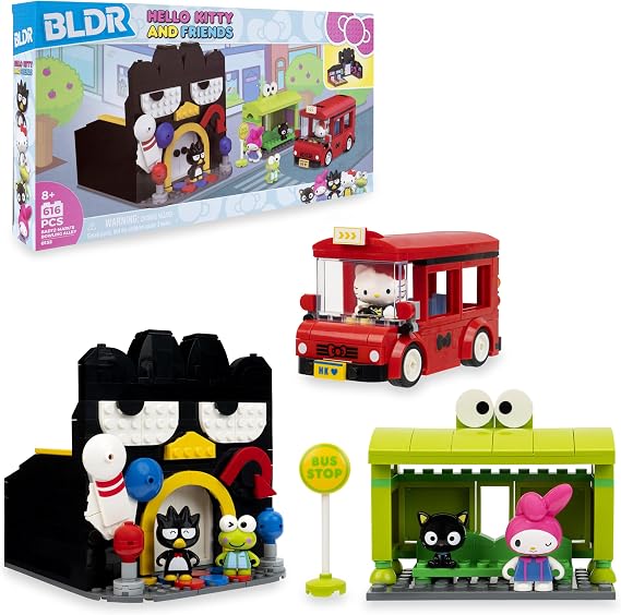 BLDR Hello Kitty and Friends, Badtz-Marus Bowling Alley Building Set - Hello Kitty, Keroppi, Badtz-Maru, My Melody, Chococat Minifigures - 8+, 0132