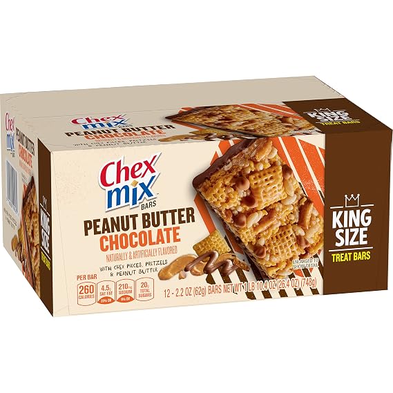 Chex Mix Peanut Butter Chocolate King Size Bars 12 Count, 26.4 OZ