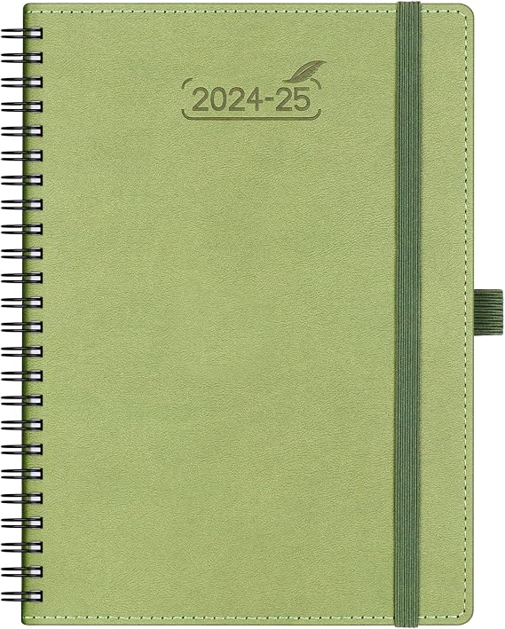 BEZEND Planner 2025 Starts from Now, 18 Months (July24-Dec25) [Kiwi] 5.8" x 8.5", Academic Year Planner, Daily Weekly and Monthly Calendar, Spiral Bound, Vegan Leather Soft Cover