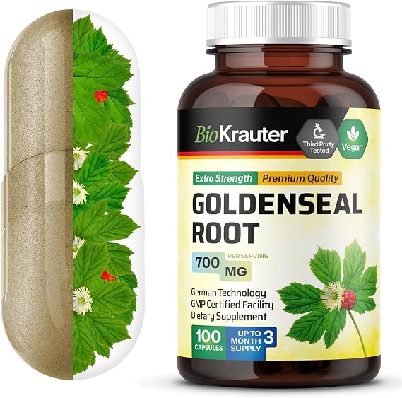 BIO KRAUTER Goldenseal Root for Immune & Respiratory Support, 100 Capsules