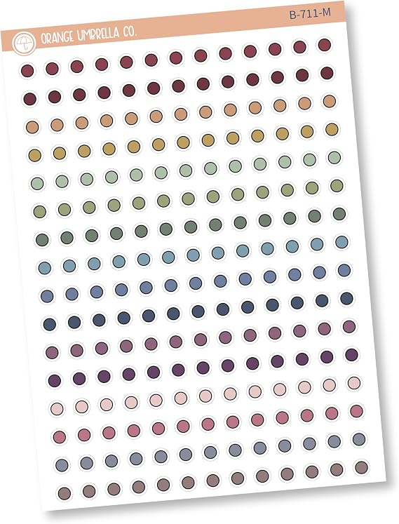 Tiny Circle Planner Stickers from Kits | B-711 (Muted Rainbow)